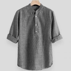 OG Waves Store Sky Madrid Striped 3/4 Sleeve Casual Shirt