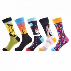 Sanzetti Official Store Colorful Combed Socks (5 Pairs) Men's Apparels