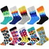 FYYPIIN Light Up The World Boutique Store Men's Apparels Sky Madrid Colorful Crew Socks