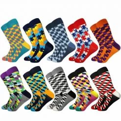 FYYPIIN Light Up The World Boutique Store Men's Assorted Pattern Socks (10 Pairs) Men's Apparels