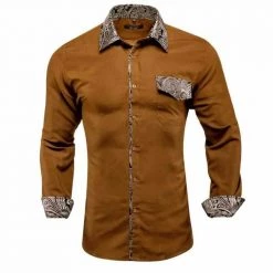 Hi-Tie Outles Store Sky Madrid Button-Up Paisley Shirt Men's Apparels