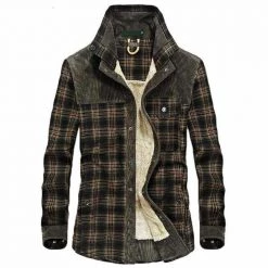 Shancoco Store North Royal Plaid Corduroy Jacket Men's Apparels