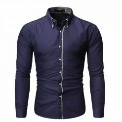Mapleking-2019 Store North Royal Accent Trim Button Down Shirt Men's Apparels