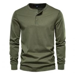 AIOPESON Official Store Men's Apparels Sky Madrid Slim Henley Shirt