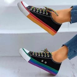 KHTAA Stylish Store North Royal Colorful Low-Top Canvas Sneakers Women's Apparels