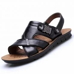NIDENGBAO Official Store Men's Apparels Sky Madrid Leather Sandals