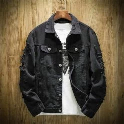 QCIV Official Store Men's Apparels Saint Morris Ripped Denim Jacket