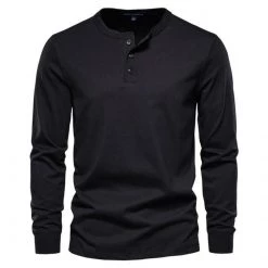 AIOPESON Official Store Men's Apparels Sky Madrid Slim Henley Shirt