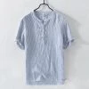 MOGELAISI Official Store Saint Morris Gozo Striped Linen Shirt