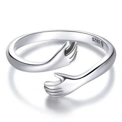 WOSTU Official Store Women's Apparels Saint Morris Sterling Silver Hug Ring