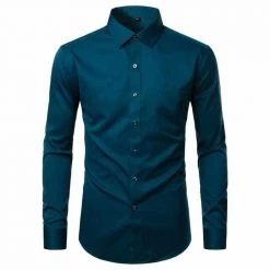Hipster Wardrobe Store Sky Madrid Slim Bamboo Long Sleeve Shirt