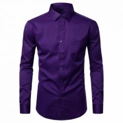 Hipster Wardrobe Store Sky Madrid Slim Bamboo Long Sleeve Shirt