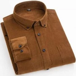 Li Yuan Oversea Store Sky Madrid Corduroy Button-Down Shirt