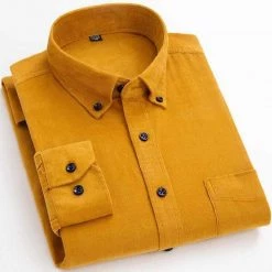 Li Yuan Oversea Store Sky Madrid Corduroy Button-Down Shirt