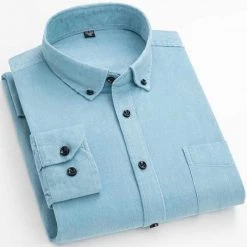 Li Yuan Oversea Store Sky Madrid Corduroy Button-Down Shirt