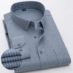 Donghuan Overseas Store North Royal Striped Button-Up Casual Shirt Men's Apparels