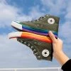 7V Store Sky Madrid Rainbow High Top Canvas Sneakers Women's Apparels