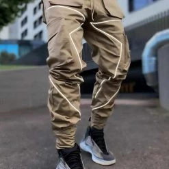 BLFXiang Men Store Men's Apparels Sky Madrid Reflective Cargo Pants