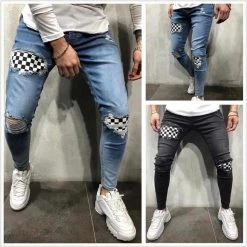 LUCLESAM Costume Store Fusion Ripped Skinny Pants Men's Apparels