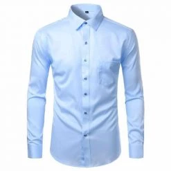 Hipster Wardrobe Store Sky Madrid Slim Bamboo Long Sleeve Shirt