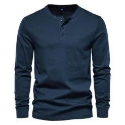 AIOPESON Official Store Men's Apparels Sky Madrid Slim Henley Shirt