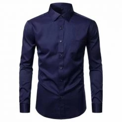 Hipster Wardrobe Store Sky Madrid Slim Bamboo Long Sleeve Shirt