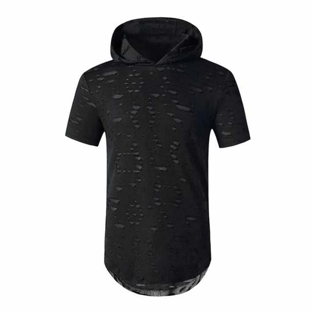 MANTORS Men's Store Sky Madrid Ripped Hooded T-Shirt 8 MANTORS Men's Store Sky Madrid Ripped Hooded T-Shirt