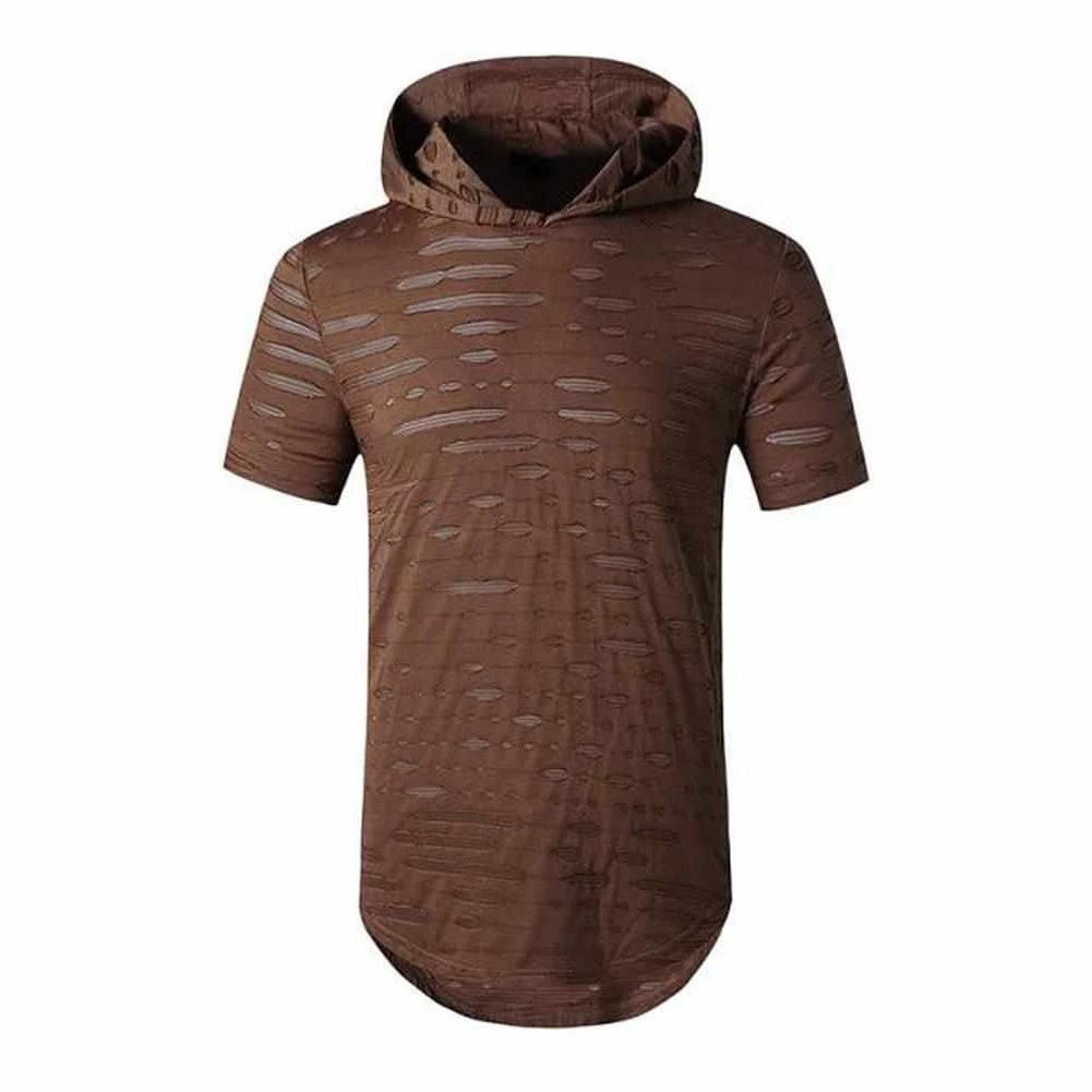MANTORS Men's Store Sky Madrid Ripped Hooded T-Shirt 4 MANTORS Men's Store Sky Madrid Ripped Hooded T-Shirt