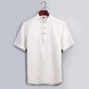 Moringcute Store North Royal Striped Linen Short Sleeve Shirt 1 Moringcute Store North Royal Striped Linen Short Sleeve Shirt