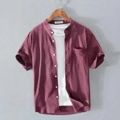MOGELAISI Official Store Saint Morris Striped Short Sleeve Shirt Men's Apparels