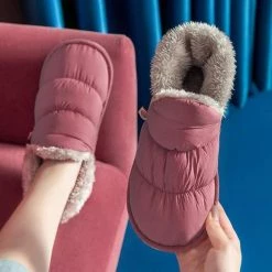 Mo Dou Store Sky Madrid Plush High-Top Slippers 10 Mo Dou Store Sky Madrid Plush High-Top Slippers