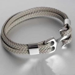 TANGYIN Official Store Men's Apparels North Royal Braided Leather Anchor Bracelet