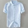 Shop1746704 Store Men's Apparels Sky Madrid Linen Short Sleeve Shirt