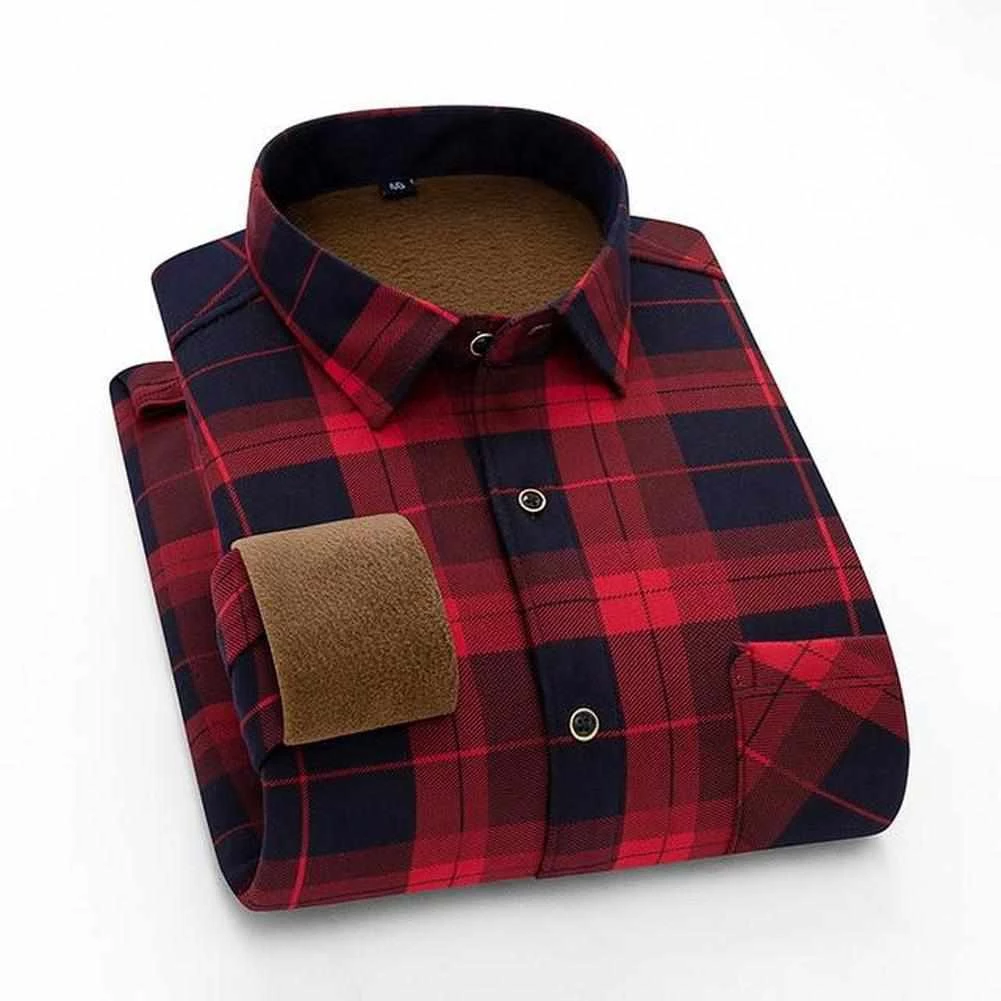 AOLIWEN Official Store Fleece Plaid Shirt Men's Apparels 3 AOLIWEN Official Store Fleece Plaid Shirt Men's Apparels