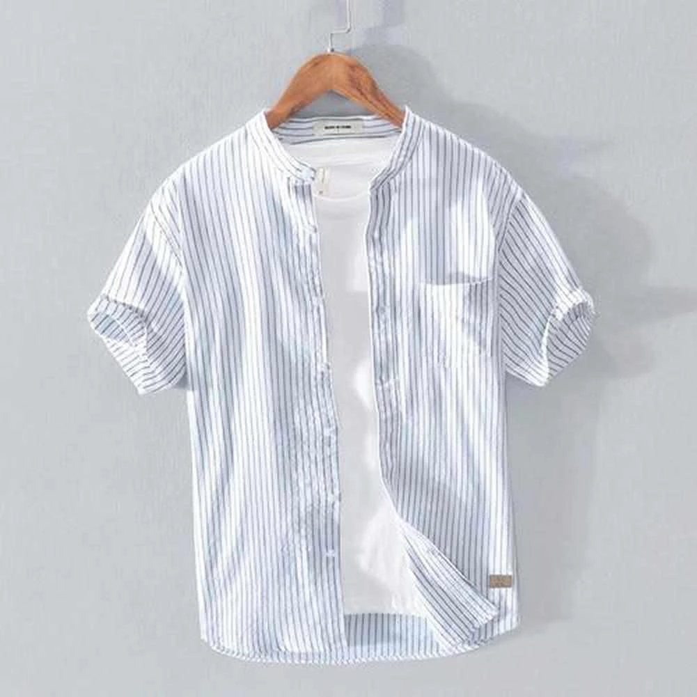MOGELAISI Official Store Saint Morris Striped Short Sleeve Shirt Men's Apparels 4 MOGELAISI Official Store Saint Morris Striped Short Sleeve Shirt Men's Apparels