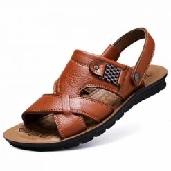 NIDENGBAO Official Store Men's Apparels Sky Madrid Leather Sandals