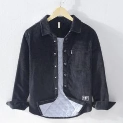 Cotton Linen Store Men's Apparels Sky Madrid Corduroy Quilted Shirt