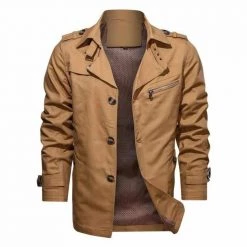 AIOPESON Official Store Men's Apparels Sky Madrid Button-Up Trench Coat