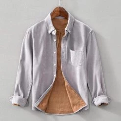 Cotton Linen Store Sky Madrid Contrast Velvet Shirt Men's Apparels