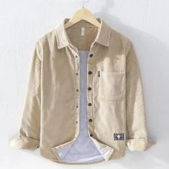 Cotton Linen Store Men's Apparels Sky Madrid Corduroy Quilted Shirt