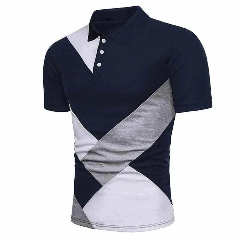 YiBaoXin Store North Royal Contrast Striped Polo Shirt Men's Apparels 4 YiBaoXin Store North Royal Contrast Striped Polo Shirt Men's Apparels