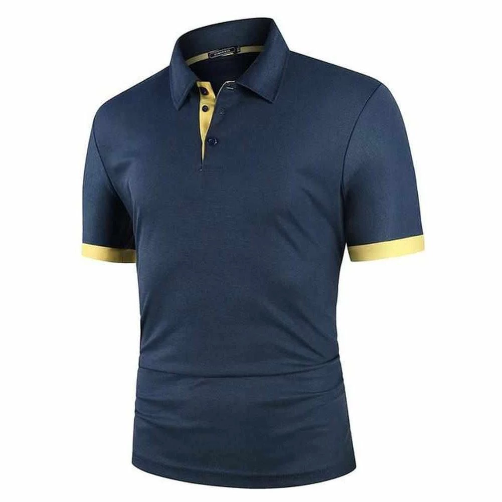 YiBaoXin Store Sky Madrid Dual Tone Polo Shirt Men's Apparels 4 YiBaoXin Store Sky Madrid Dual Tone Polo Shirt Men's Apparels